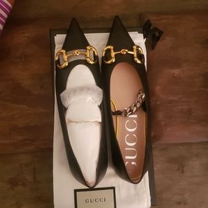 Gucci women's leather ballet flat with horsebit